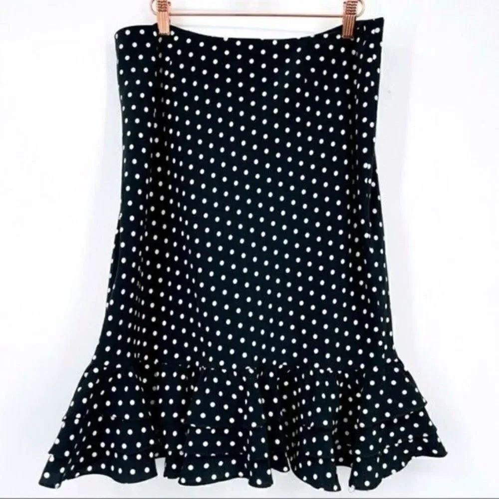 Evan Picón vintage knee length black skirt 12 BoxB white polka dots